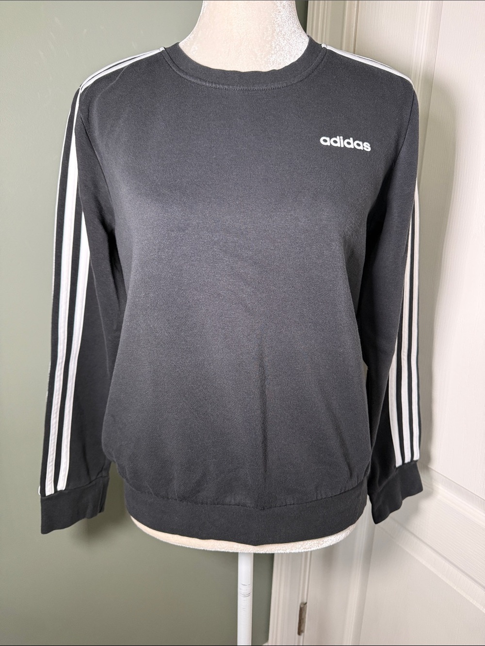 Adidas Women’s 3-Stripes Crewneck Sweatshirt Black White Size M